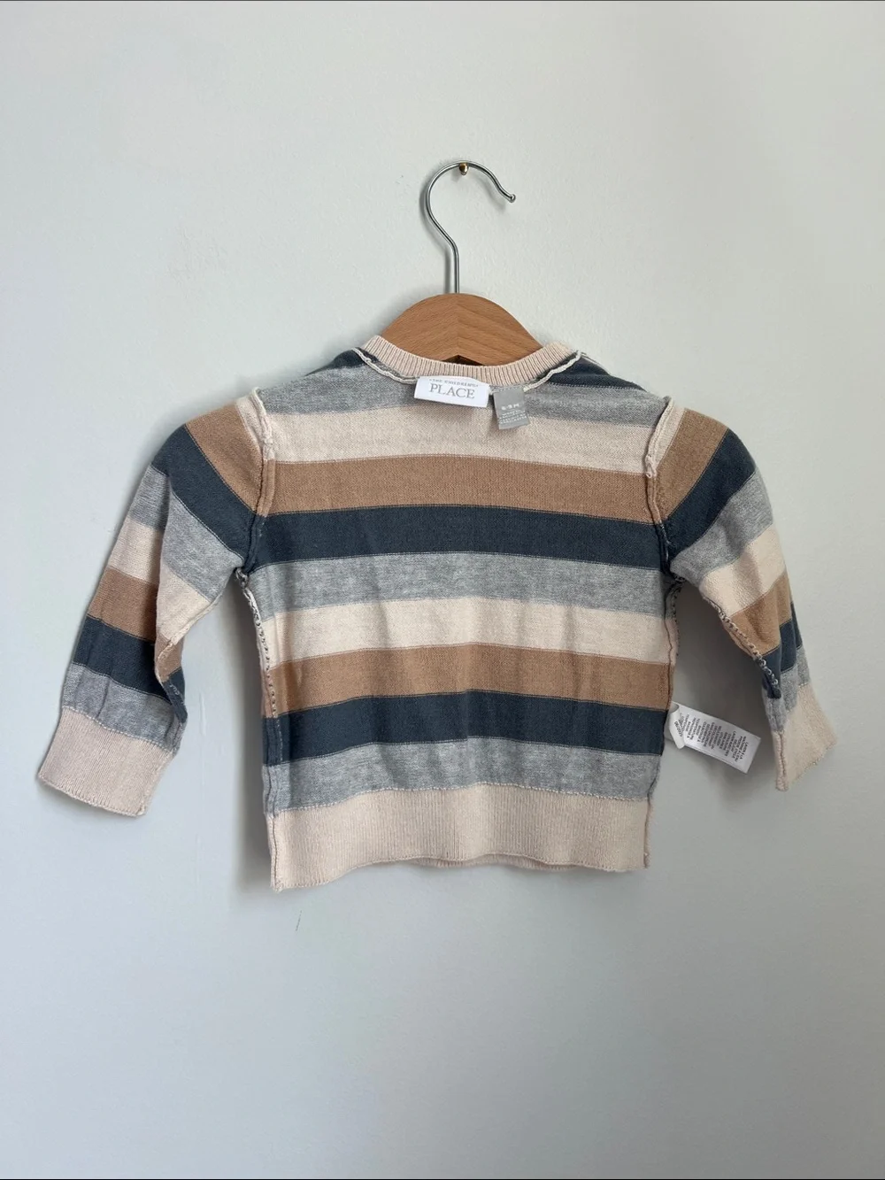 The Children's Place | Baby Striped Knit Sweater Beige, Navy & Gray Size 6-9 M